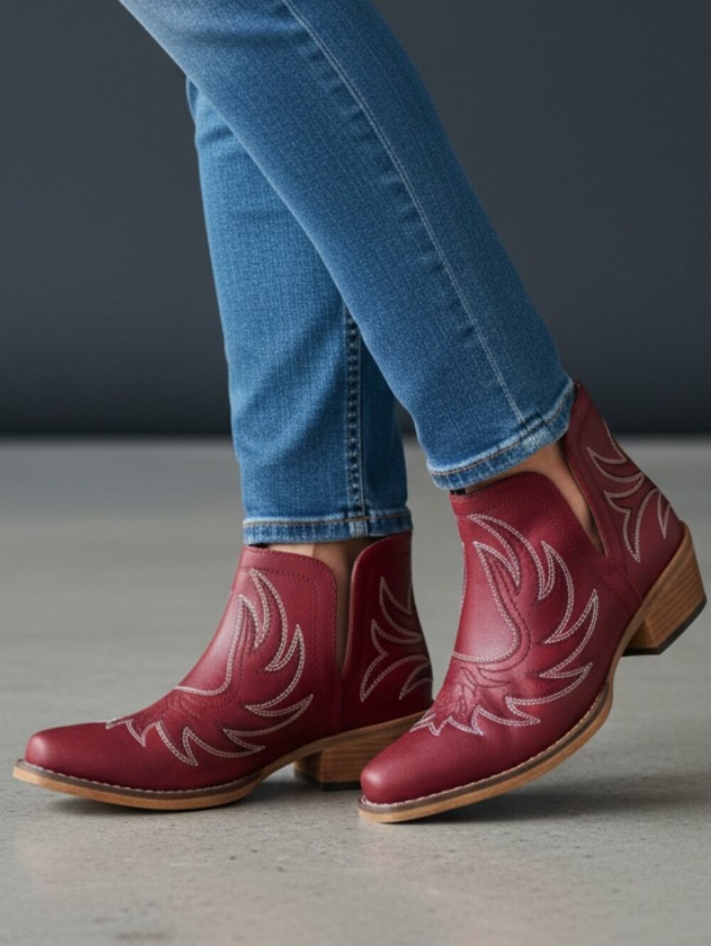 ROPER Womens Red Ava Western Ankle Western Cowboy Boots